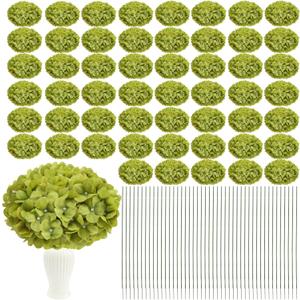 104 PCS Green Hydrangea Artificial Flowers Bulk - Faux Silk Hydrangeas Full Flowers Heads with Stems Lifelike for Wedding Centerpieces Garden Baby Shower Party Decoration