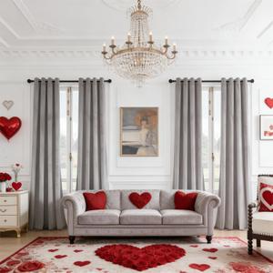 SMILETIME Grey 90in Long Velvet Curtains with Grommet, Thermal Insulated Super Soft Privacy Noise Reducing Light Blocking Velvet Curtains for Living Room, 4 Panels, Each 52 x 90inches Long