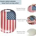 Kingen American flag Patriotic theme party supplies, 18'' Rectangle and 13'' Round Set of 2 Extra-Large Bamboo Serving Trays, Independence Day, Reusable and Dishwasher Safe