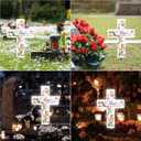 Solar Cross Light Cemetery Dad Cross Grave LED Light Outdoor Garden Memorial Lamp Stake Marker Sympathy Gifts Sign for Loss of Loved One