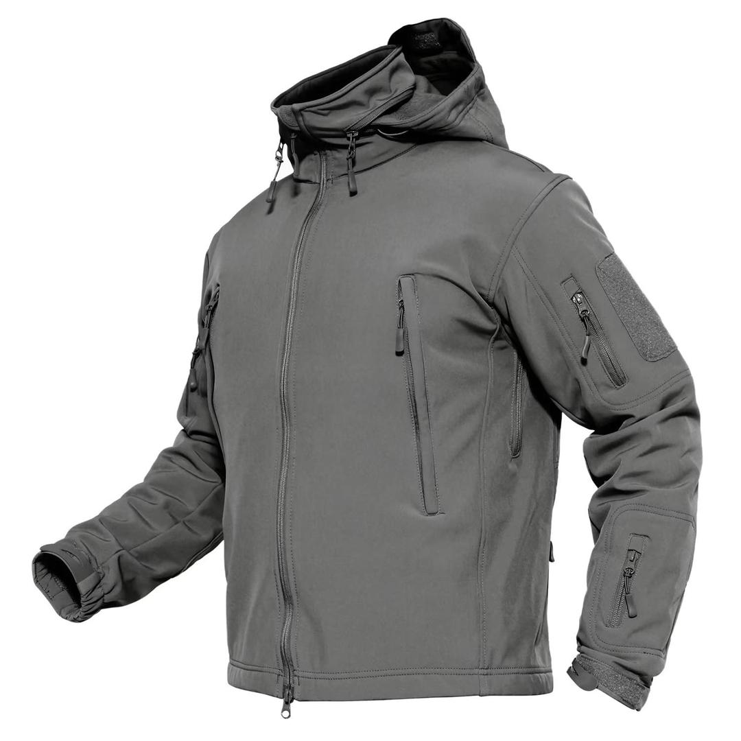 MAGCOMSEN Ski Jacket for Men Fleece Lined Windproof Warm Winter Coats Soft Shell Tactical Jacket Outdoor Grey L (Gray, L)