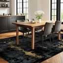 RELEANY Washable Area Rugs 10'x14' Non-Slip Modern Abstract Soft for Living Room Entryway Bedroom Nursery, Print Pattern, Dark Black Gold