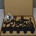 MAYJOYDIY Arabic Wall Mount Coat Rack Wood Key Hanger for Wall 11.87.9inch in The Name of The Most Merciful God Key Holder Key Rack 5 Alloy Hooks Black Wall Art Decor for Gift Living Room Office