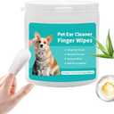 CINOKAI-Dog Ear Wipes, Ear Wipes for Dogs and Cats, Ear Finger Wipes for Dogs, Cat Ear Wipes, Dog Ear Cleaner Wipes, Dog Ear Cleaning Wipes for Pets，50 Counts,Set of 5