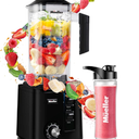 Mueller DuraBlend, 10-Speed 3.0hp Professional Series Blender - Pulse Mode and Ice Crushing Powerful Motor, Smoothie Blender, 74 Oz, 6 Stainless Steel Blades, Blend, Chop, Grind, with Smoothie Bottle