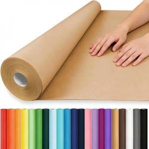 Vanhench 36"x 2520" (210') Brown Kraft Paper Roll for Bulletin Board Paper Craft Gift Wrapping Birthday Art Bouquet Flower Poster Shipping Packing Table Covering Moving Supplies, 70GSM 50LB