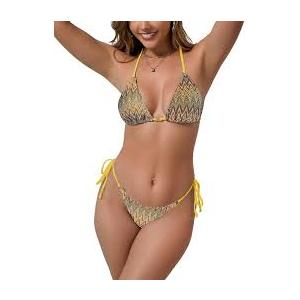 Sexy Bikini Sets for Women 2 Piece String Zigzag Striped Pattern Triangle Bikinis Swimsuits Women's Bathing Suits, S