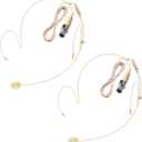 2 Pack Double Earset Headset Microphone Mini XLR Mic 3 Pin TA3F Plug Headworn Over Ear Hanging Condenser Mic in Ear Back Electric Microphone for AKG Samson,Windscreen