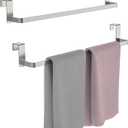 Over Cabinet Towel Rack, 2 Pack 14 Inch Over The Door Towel Bar Towel Hanger for Kitchen, Stainless Steel Over Cabinet Cupboard Kitchen Towel Holder, Foam Protective Mats (Silver)