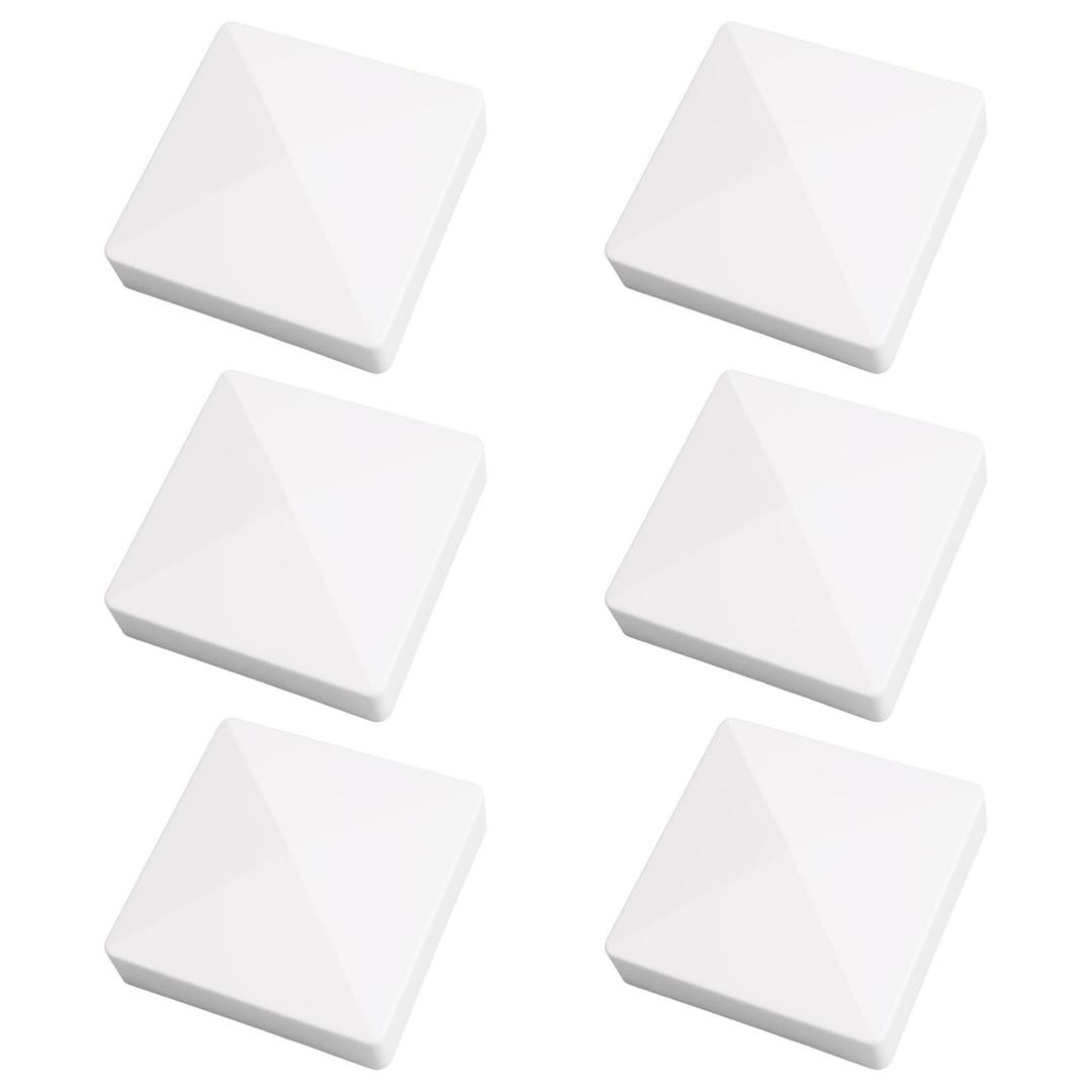 4 inch White Post Caps, 6Pack Fence Post Caps Hard PVC White Fence Post Caps Waterproof and UV Resistant for Wooden Post Protection