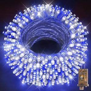 KNONEW 403FT 1000 LED Christmas Lights Outdoor String Light with 8 Modes and Timer Memory Waterproof Fairy Lights Decorations for Xmas Tree Yard Wedding Backdrop Decor(Blue and White)