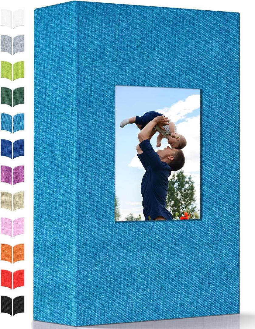 Artfeel Photo Album 4x6 with 300 Pockets, Slip-in Picture Albums, Linen Cover Memory Book with Front Window, White Page Vertical Photo Book for Wedding, Family, Anniversary, Baby, Vacation