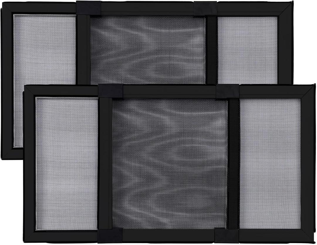 Adjustable Window Screens Expandable 2 Ways Expandable Window Screen 10H*10"-16"W High with Black Frame for House Windows 2 Pack of Small Screens