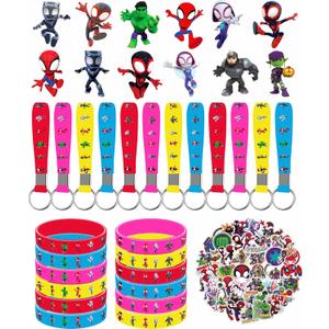 Spidey Birthday Party Supplies, 86Pcs Party Gifts and Toy Set for Spider Theme Party