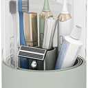 YOOLENS Toothbrush Holder with Cover 360 Rotating 4 Compartments Bathroom Toothpaste Electric Toothbrush Organizer, Light Green
