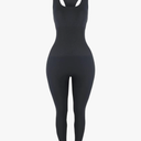 AUROLA Power Workout Jumpsuit for Women Yoga Gym Seamless One Piece Racerback Tummy Control Padded Bra Jumpsuit, M