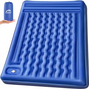 Double Sleeping Pad Camping, Self Inflating 6'' Extra-Thick 2 Person Pillow Built-in Foot Pump Waterproof Inflatable Sleeping Mat Backpacking, Tent, Hiking, Portable Camping Pad (Navy Grey)