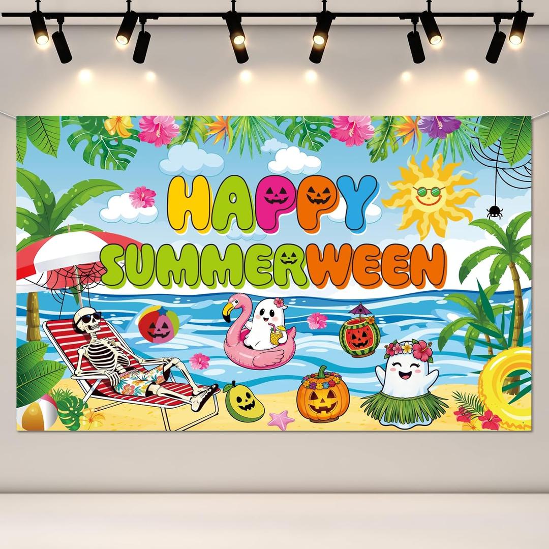 2 x 71"x 43" Happy Summerween Banner, Summerween Party Decorations, Summer Halloween Decorations