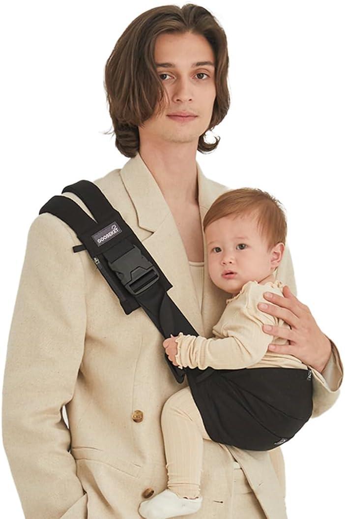 GOOSEKET 365 Toddler Carrier, 100% Cotton, Lightweight, EasytoUSE, Portable, Suitable from 648 Months, Supports UP to 44LBS (Black)