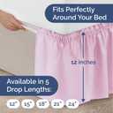 Wrap Around Dust Ruffle Bed Skirt - Light Pink - for Queen Size Beds with 12 Inch Drop - Elastic Strap - Adjustable Pleated Bedskirt with Brushed Fabric and Wrinkle Free - For Women, Men, Kids & Teens