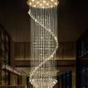 cenozo Crystal Chandelier High Ceiling Chandeliers for Staircaes Large Raindrop Chandeliers LED Dimmable Light Fixtures for Foyer Hallway Entryway LED Bulbs Included 98'' (D32'' x H100'' Silver)