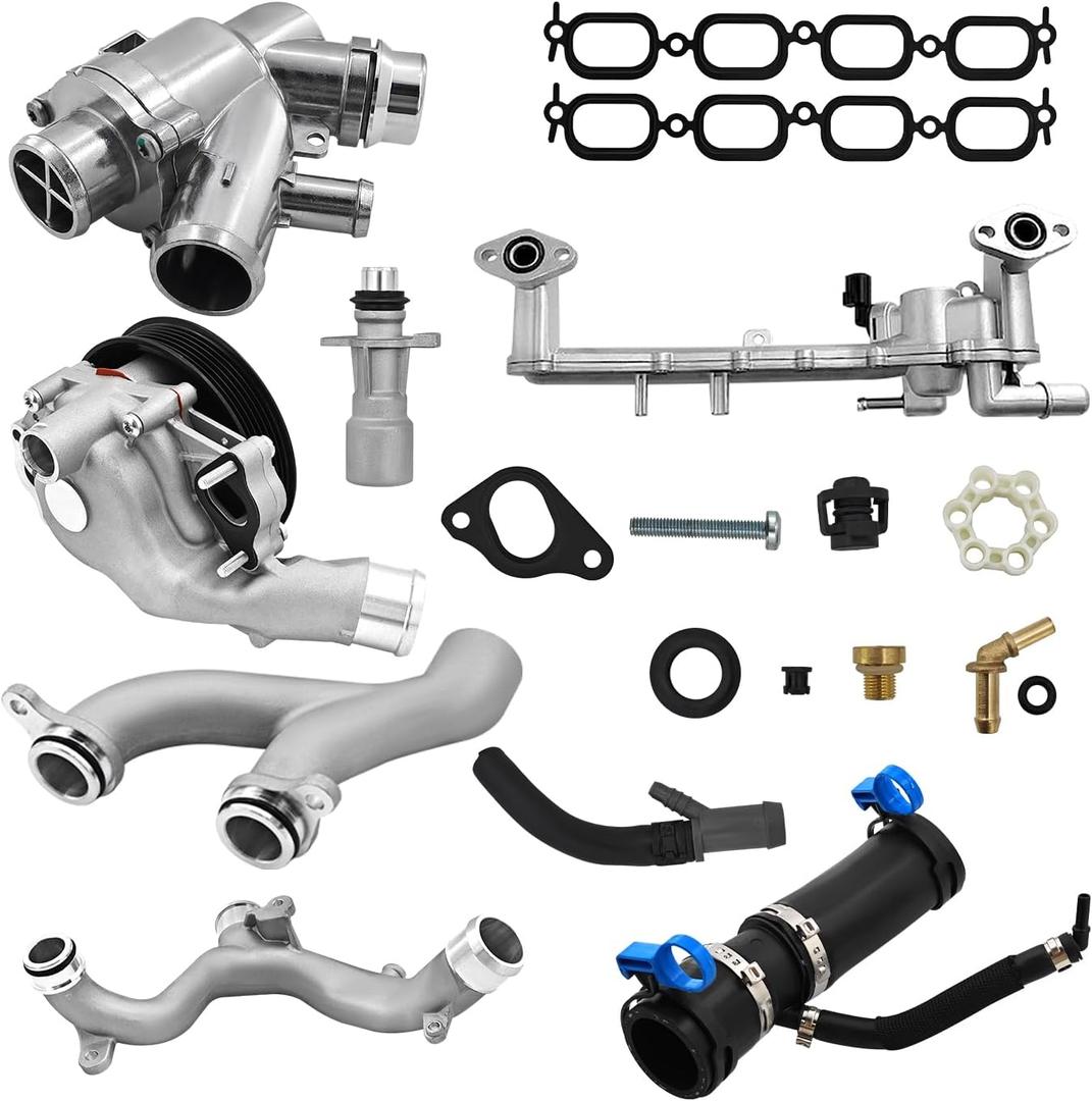 LR090630 Aluminum Cooling System Kit Fit for Jaguar F-Type XF XJ XKR XFR for Land Rover Range Rover Range Rover Sport LR4 2010-2017 5.0L V8 Engine LR109402 LR122709