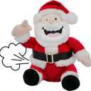 4E's Novelty Animated Santa Claus Plush, Makes Gas Sound, Talking Christmas Bear Plush Toys for Kids 8" Funny Christmas Stuffed Animals Gag Gifts for Boys Girls Teens White Elephant Gift