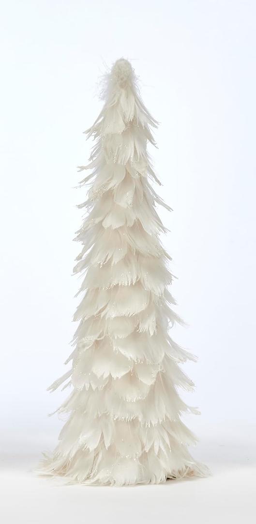 Feather Christmas Tree Tabletop Decoration, White