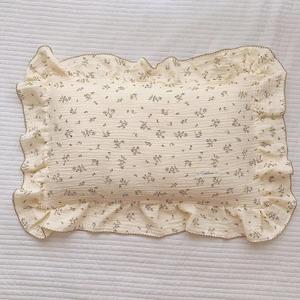 JadeRich 1 Pack Floral Bed Pillow Covers Soft Cozy Breathable All Cotton Yarn 20x30 Inch Ruffle Pillowcases (Olive)