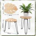 Gerrii Monstera Leaf Side Tables 15.8" h Wood & Metal Patio Table for Indoor Outdoor Use Plant Stand Small End Table Folding Stool for Living Room Bedroom Apartment Balcony Yard Picnic, Camping, 15.8"L x 12"W x 15"H