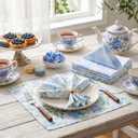 Hydrangea Floral Cloth Napkins 6 Patterns Washable Dinner Tea Party Napkins Reusable Plant Flowers Square Napkin Cotton Towel Decorative for Spring Wildflower Party(Blue Hydrangea,12 Pcs)