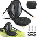 Vashly Kayak Seat with Back Support Universal Thicken Cushion Paddle Board Seat with Storage Bag for Sit-on-Top Kayak, Inflatable Kayaks, SUP, Tandem Kayaks (Strap Security: 6 Adjustable Straps) (Pack of 1 Black/Gray)