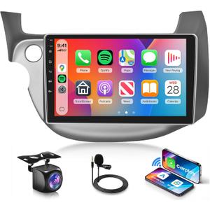 4 Core+64G Android 15 Car Stereo for Honda Fit 2008-2013 with Wireless Carplay Android Auto, 10.1 Inch Touch Screen Radio Support GPS/ 5G WiFi/Bluetooth/SWC+Backup Camera