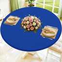 Moosfor Round Spandex Tablecloth, Elastic Fitted Waterproof Tablecloths for 18"-24" Tables, Stretch Washable Picnic Table Cover for Camping, Dining, Indoor and Outdoor, Blue
