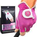 Caddy Classic Ladies Golf Glove Women | Half Finger Mesh Design for High Breathability | Premium Leather suction for Comfortable Fit | Includes Stylish Ball Marker, M