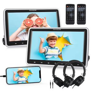 Car DVD Players, FANGOR Two Headrest DVD Players Support 1080P MP4 Video with HDMI in, AV in/Out, Headrest Mounts, Headphones, USB/SD Memory Function, Ideal for Kids Travel (10.5 Inch)