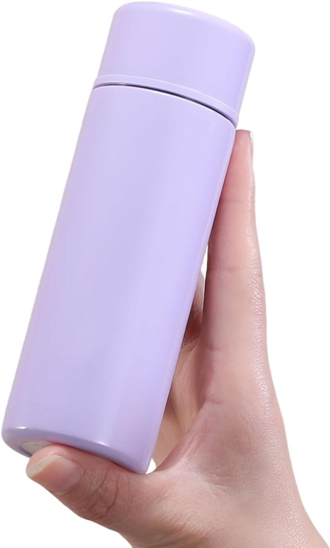 Small Water Bottle 4.4 Fl. Oz Mini Thermos Bottle Portable Water Bottles Cute Vacuum Insulated Leak Proof Water Flask Keeps Drink Cold and Hot for Women Coffee Tea Bag Bottles (Purple)