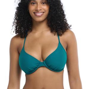 Body Glove Women's Standard Smoothies Solo Solid Underwire D, Cup Bikini Top Swimsuit, Kingfisher