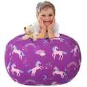 Aubliss Stuffed Animal Bean Bag Storage Chair (Purple Unicorn, Medium (32'')
