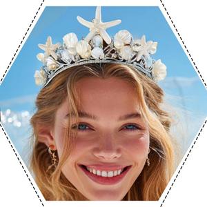 JAKAWIN Mermaid Costume Tiara Silver Starfish Seashell Crowns for Women