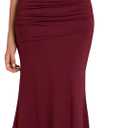 Summer One Shoulder Wedding Guest Dresses for Women Elegant Long Formal Bodycon Ruched Bridesmaid Midi Dress 2026 (Red, XL)