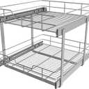 2 Tier Pull Out Cabinet Organizer 20" W X 22" D, Slide Out Drawers For Kitchen Cabinets, Pull Out Drawers For Cabinets Capacity Heavy Duty Caddy, Cabinet Pullout Shelves Chrome-Plated,Bathroom Pantry