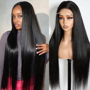 IWISH Human Hair Wig 5x5 Closure Natural Black Straight Wigs 5x5 HD Lace Glueless Wigs Human Hair for Women Pre Plucked Pre Cut 180 Density 26 Inch