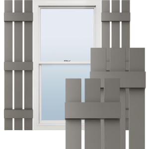 Ekena Millwork Lifetime Vinyl LS3S12X05500TG Standard Three Board Spaced, Board-n-Batten Vinyl Shutters, w/Installation Shutter-Lok's & Matching Screws (Per Pair), 12"W x 55"H, Tuxedo Grey