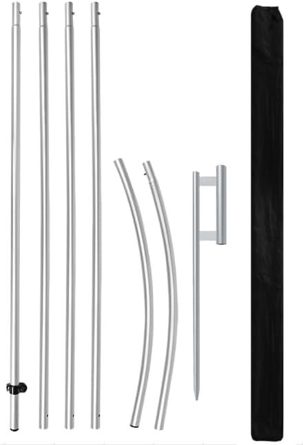 Feather Flag Pole Kit Fits 13.5FT Swooper Flags, 18FT Tall Aluminum Flagpole Set with Heavy Duty Ground Spike for Business Advertising Flags Custom Feather Flag