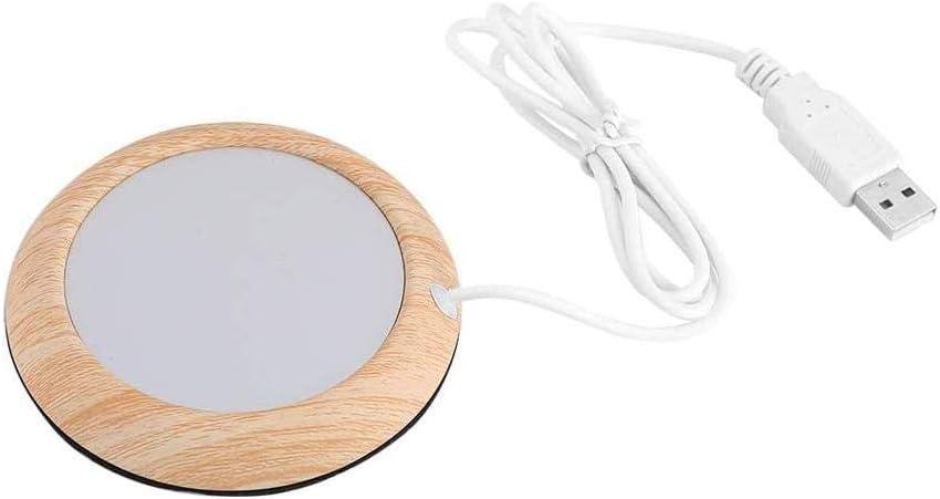 USB Cup Warmer Coaster Coffee Mug Warmer for Desk, Heating Pad Desktop Wood Grain Heat Beverage Mug Mat Tea Coffee Heater Pad for Home & Office(Bright Wooden Grain)