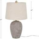 Nourison Home 23" Greyish Brown Earth Tone Rustic Farmhouse Ceramic Table Lamp for Bedroom, Living Room, Dining, Office, with Beige Linen Shade