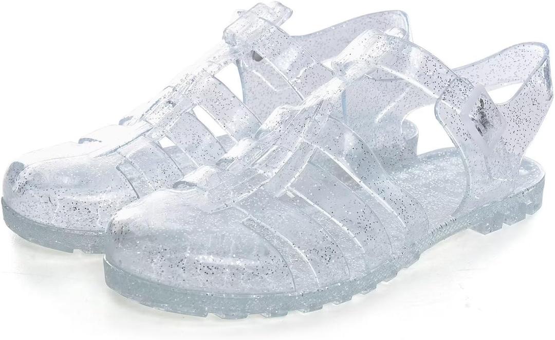 Hee grand Crystal Jelly Heel Sandals for Women Summer Beach Jelly Shoes 7.5
