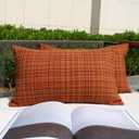 Kevin Textile Fall Pack of 2 Decorative Outdoor Waterproof Pillow Covers Garden Cushion Sham Throw Pillowcase Shell for Patio Tent Couch 12x20 Inch Burnt Orange