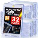 32ct Magnetic Card Holders, 35pt One Touch Card Holder, UV Protection Hard Plastic Case for Trading Cards, Display Case for Sports, Baseball, Football, Game Cards